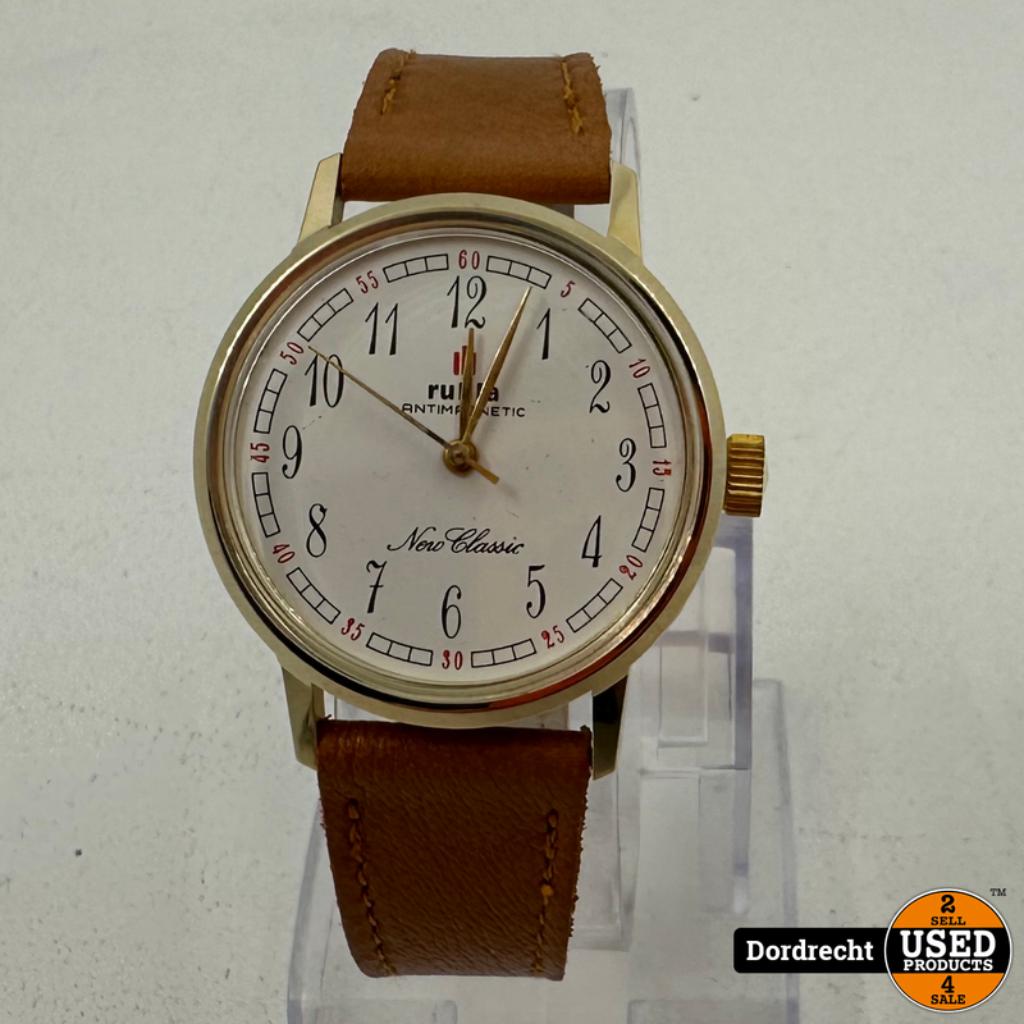Ruhla New Classic Antimagnetic Horloge Goud / Bruin kleurig, Overige merken, Leer, Staal, Nieuw