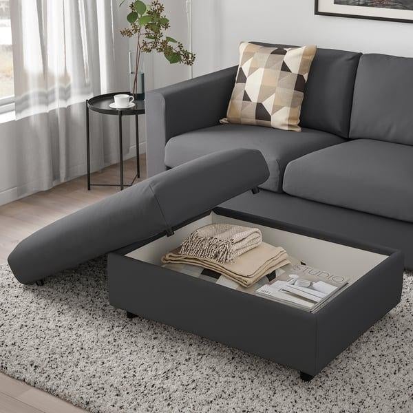 Ikea Vimle hoezenset voor voetenbank Tallmyra black grey, Huis en Inrichting, Banken | Voetenbanken en Poefen, 125 cm of meer