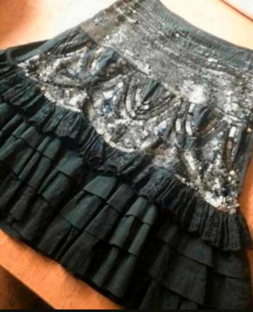 SNOB Italiaanse vintage ibiza rok S pailletten Ehv/geldrop, Kleding | Dames, Rokken, Maat 38/40 (M), Zwart, Ophalen of Verzenden