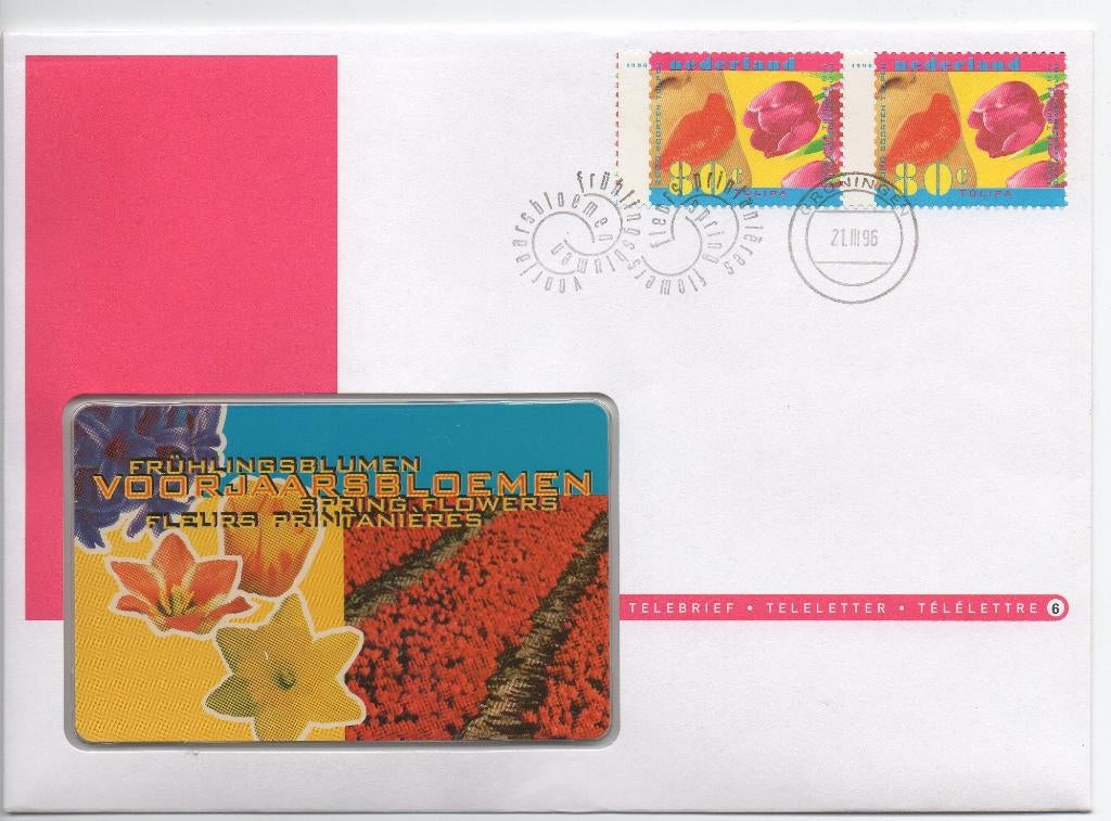 Telebrief 6, Voorjaarsbloemen, Verzamelen, Telefoonkaarten, Ophalen of Verzenden, Nederland