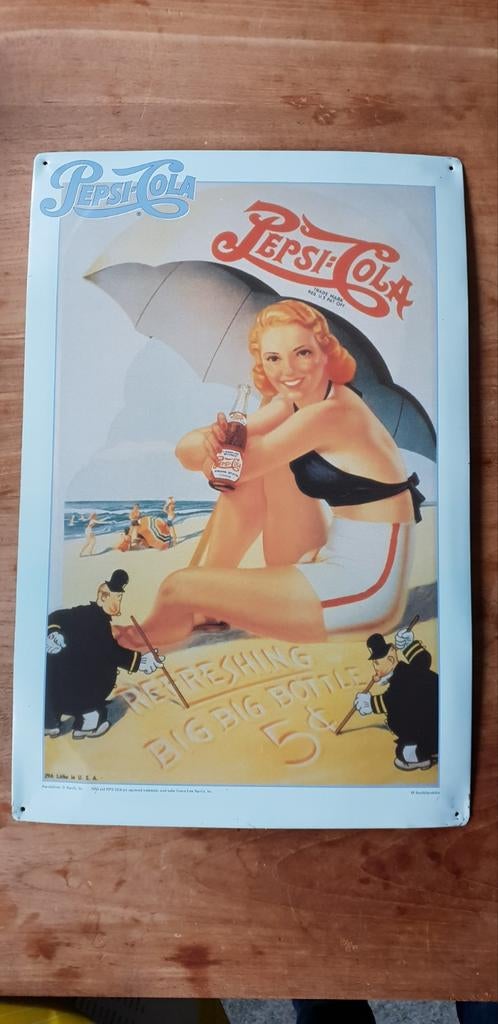Pepsi cola reclame bord, Verzamelen, Merken en Reclamevoorwerpen, Ophalen of Verzenden, Zo goed als nieuw, Reclamebord
