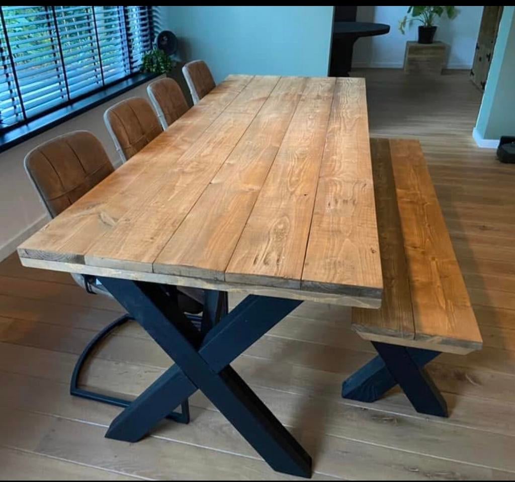 Eettafel s van gebeitst steigerhout., Huis en Inrichting, Tafels | Eettafels, Rechthoekig, Nieuw, 200 cm of meer, 50 tot 100 cm