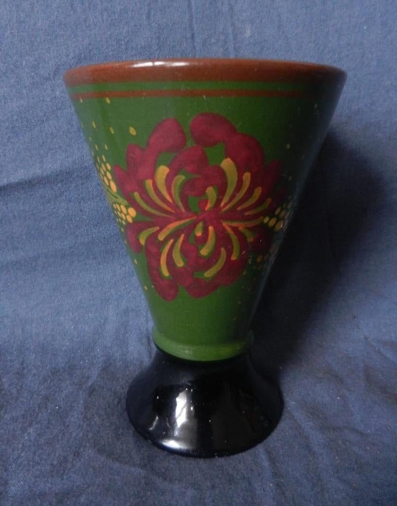 Plateel vaas bloemdecor Chaijsant Schoonhoven 1920-30 h 12,8, Ophalen of Verzenden