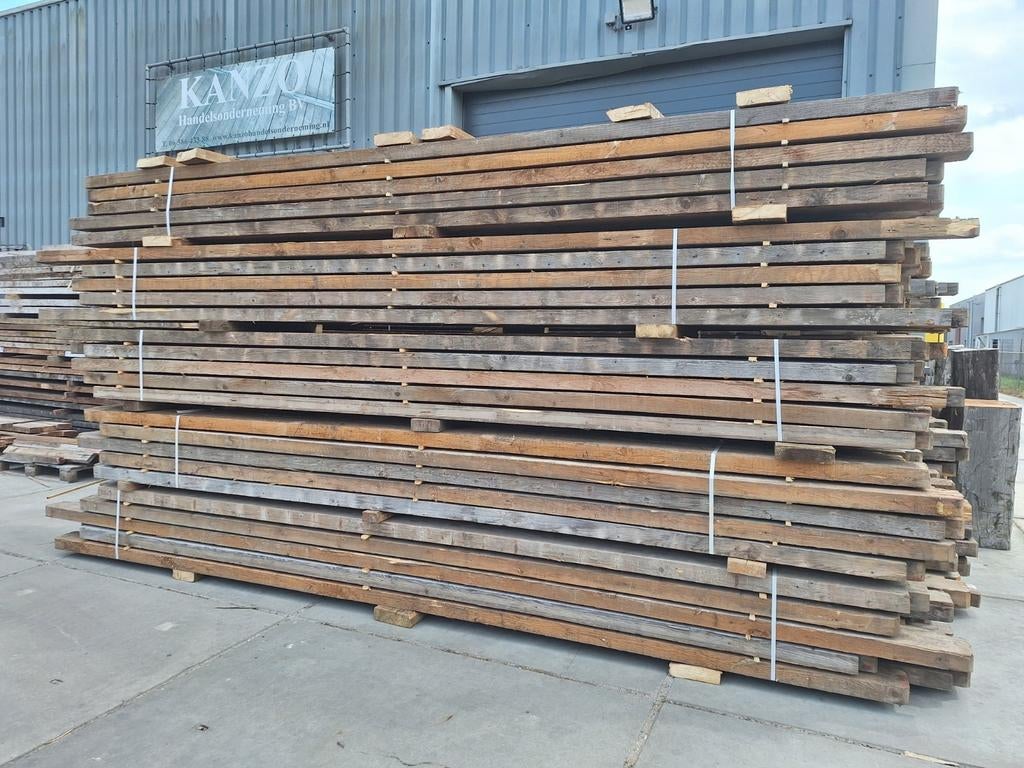 Grenen  sloophout  balken  gordingen  vloerbalken, Doe-het-zelf en Verbouw, Hout en Planken, Zo goed als nieuw, Balk, 300 cm of meer
