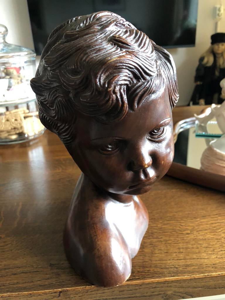 Vintage kinderhoofdjes, Antiek en Kunst, Kunst | Beelden en Houtsnijwerken, Ophalen of Verzenden