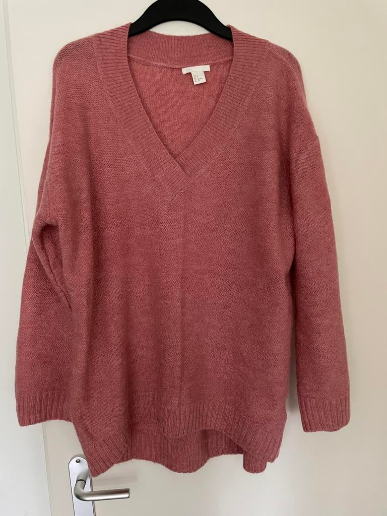 Roze lange trui met 27% wol en 9% mohair van h&m maat S, Ophalen of Verzenden, Zo goed als nieuw, Maat 36 (S), Roze