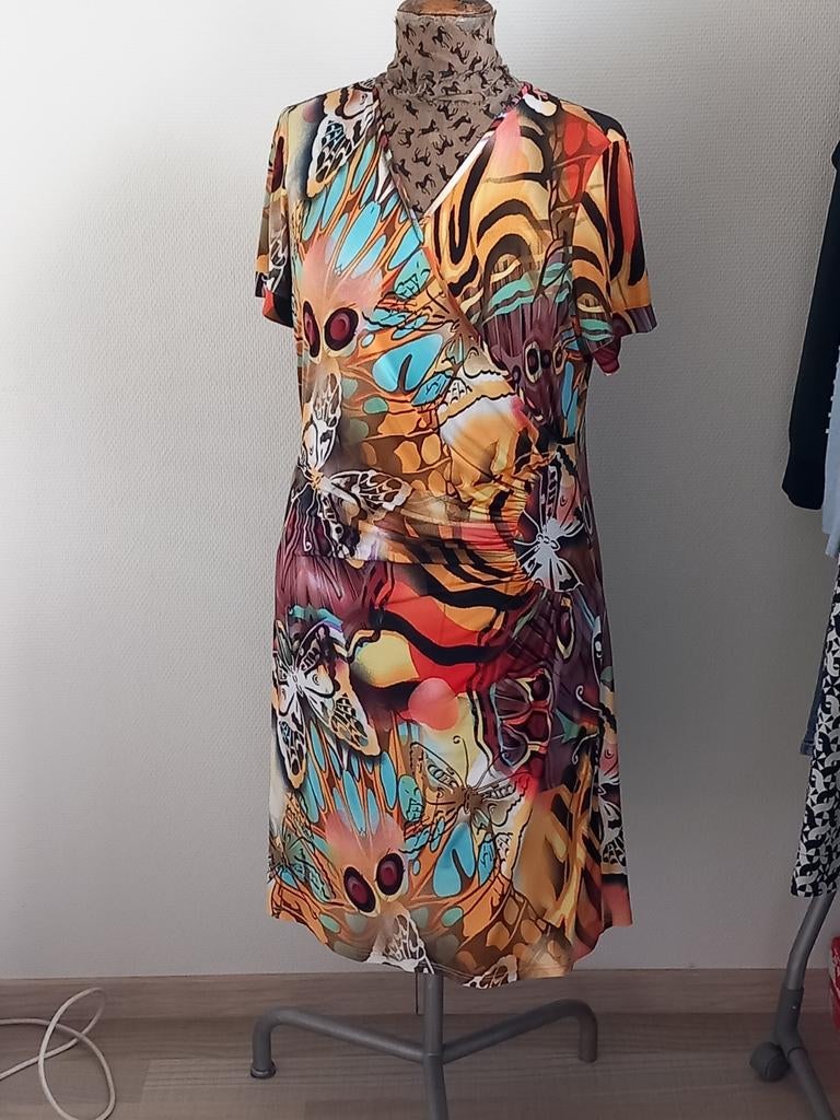 Jurk  Frank Lyman disign 46 tricot viscose veel kleurig, Kleding | Dames, Overige kleuren, Maat 46/48 (XL) of groter, Ophalen of Verzenden