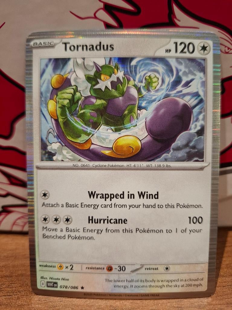 Pokemon Tornadus WHT 078/086 holo, Ophalen of Verzenden, Nieuw, Losse kaart
