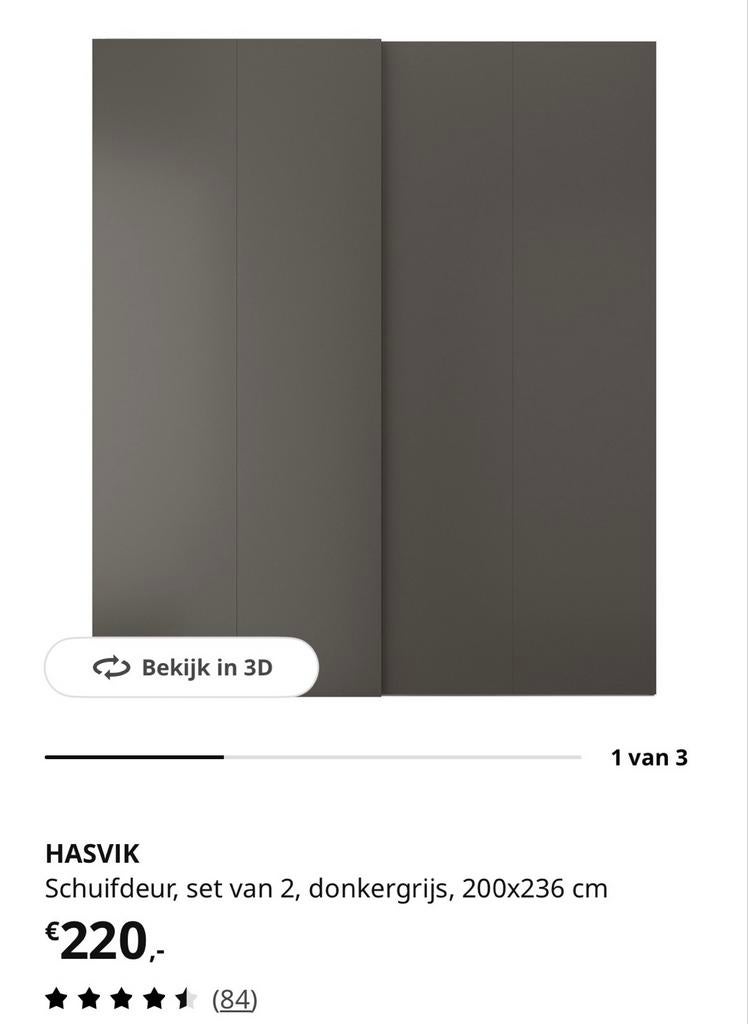 IKEA Hasvik Schuifdeur met Ophanging - Nieuw in Verpakking, Doe-het-zelf en Verbouw, Deuren en Horren, Ophalen, 80 tot 100 cm