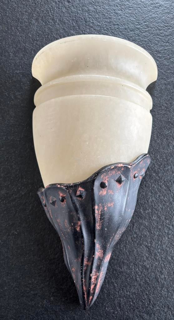 Vintage wandlamp fakkel – massieve kunststeen – glas, Ophalen of Verzenden