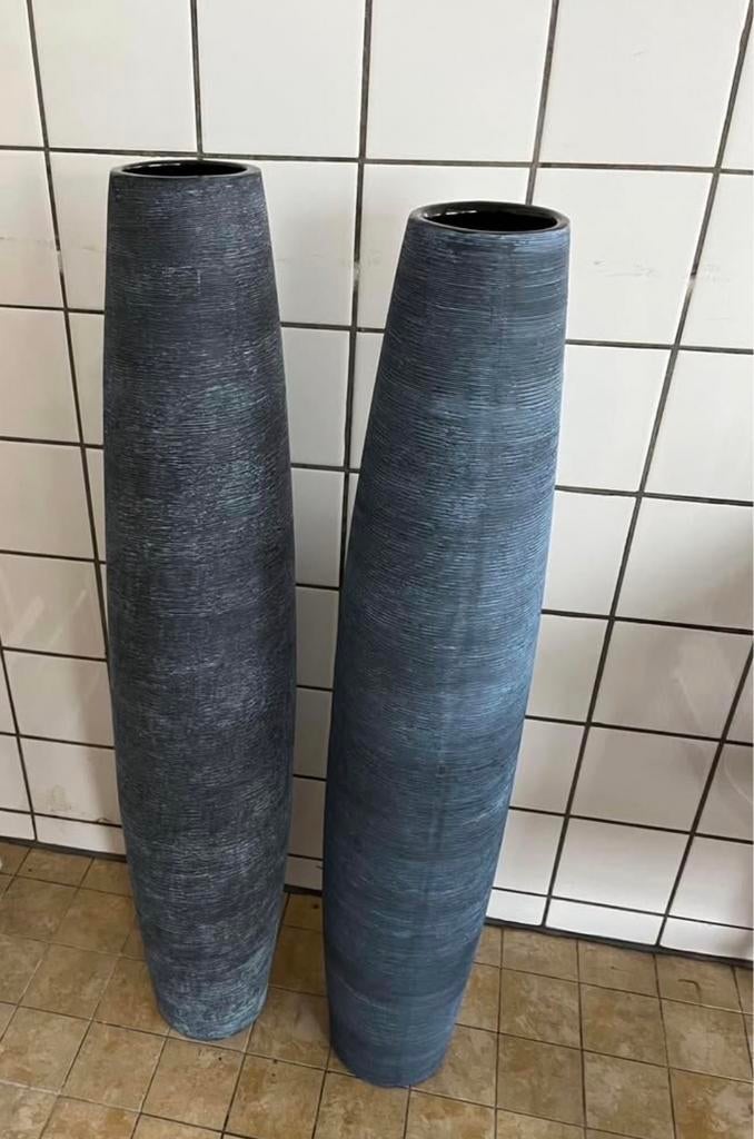 Lange vazen Haans Lifestyle - Donkerblauw/Grijs, Ophalen, Blauw, Aardewerk of Porselein, Zo goed als nieuw