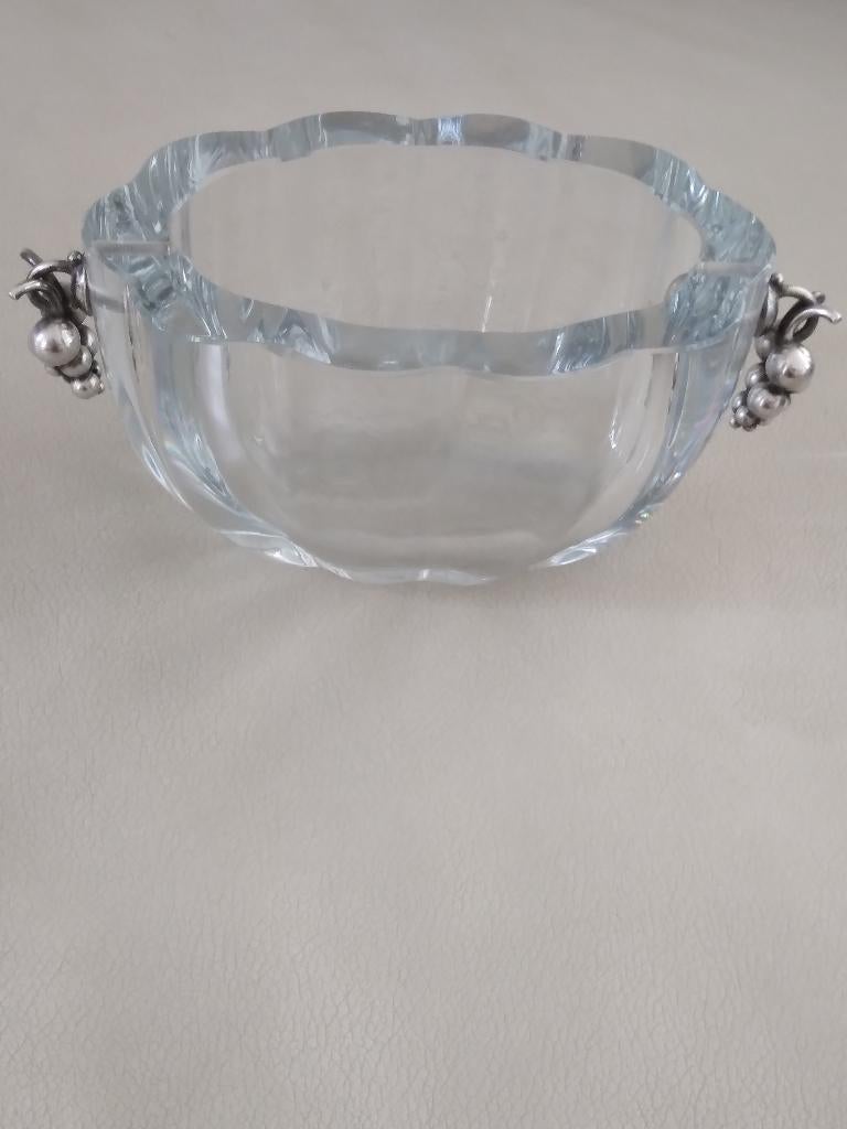 Kristallen bowl met zilveren handvaten, Georg Jensen, DGH, Ophalen of Verzenden