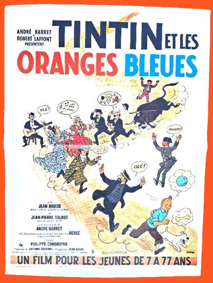 🍊 Kuifje ✅ Tintin et les oranges bleues 🍊 Hergé 60x80 cm, Verzamelen, Posters, Rechthoekig Staand, Ophalen of Verzenden, Zo goed als nieuw