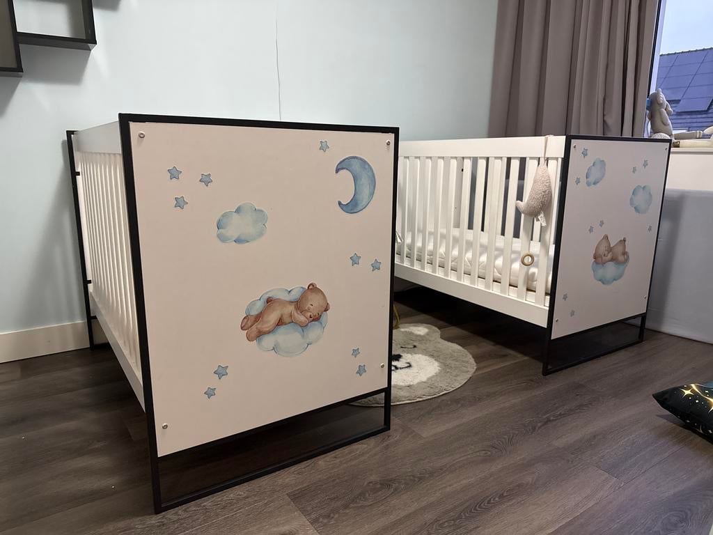 Tweeling 2 Ledikantjes 60x120cm, Uitstekende Staat, Ophalen, Gebruikt, Ledikant