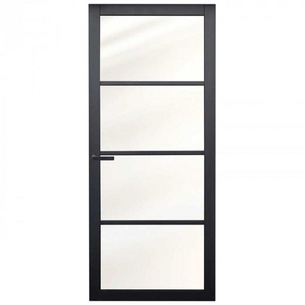 Staallook deuren zwart stomp met glas paneeldeur, Doe-het-zelf en Verbouw, Deuren en Horren, 80 tot 100 cm, Binnendeur, Nieuw