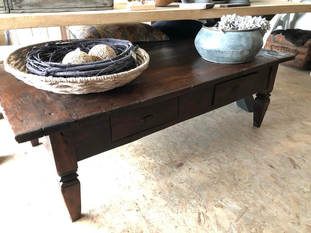 Koloniaal Teak Salontafel met Laden - Landelijke Stijl, Ophalen