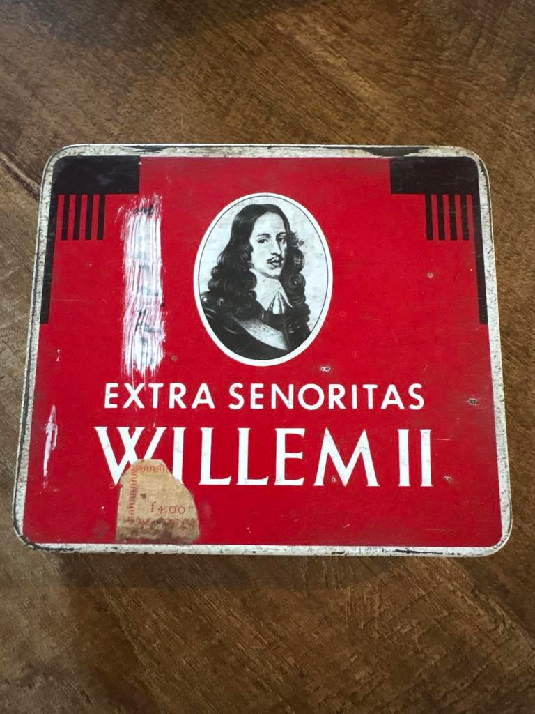 Vintage Willem II Extra Senoritas Sigarenblik, Ophalen of Verzenden, Gebruikt, Overige gebieden, Overige typen