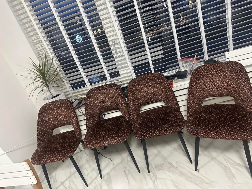 Panter print stoelen set, Ophalen, Zo goed als nieuw