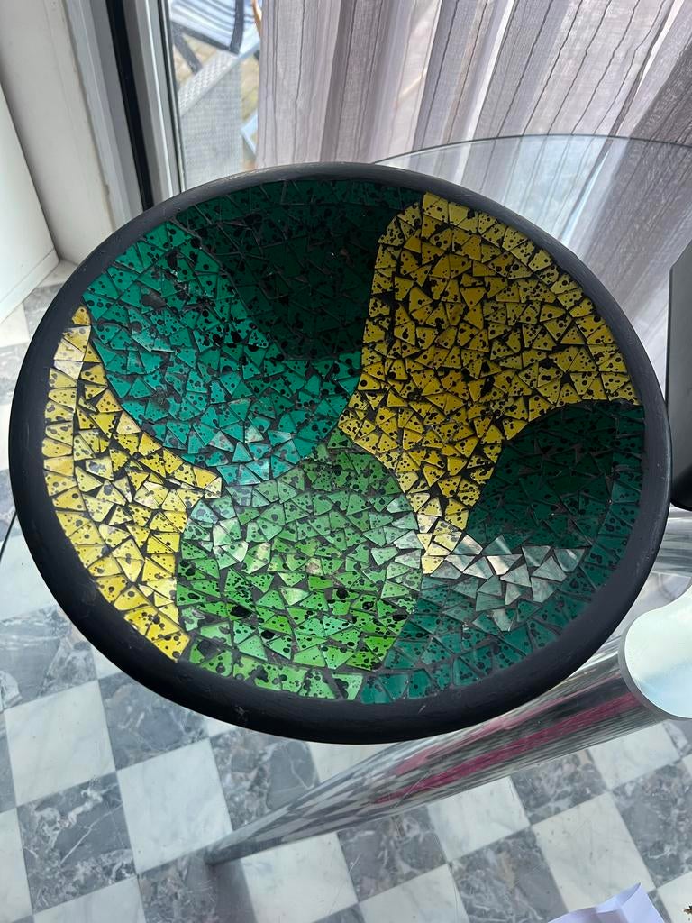 Mozaïek fruitschaal, Ophalen of Verzenden, Gebruikt, Rond, Glas