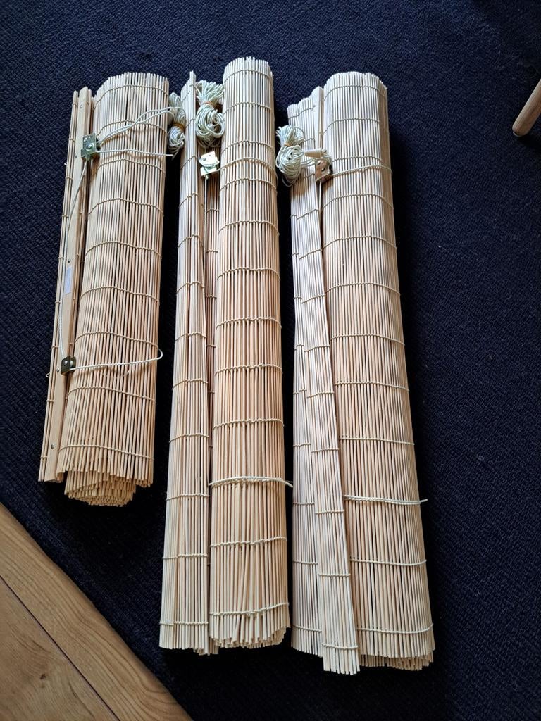 2 Rolgordijnen bamboe naturel 80 x 220 h, Ophalen of Verzenden, 50 tot 100 cm, 150 tot 200 cm