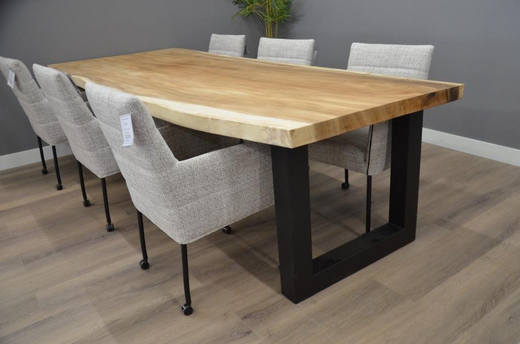 Suar Boomstamtafel 3 meter - 300 cm, 100 tot 150 cm, Ophalen of Verzenden, Metaal, Rechthoekig