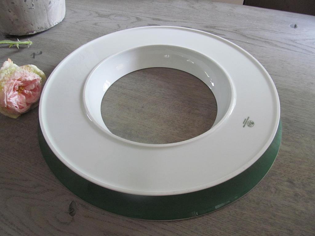Hutschenreuther Grote Serveerschaal / Ring Groen / Wit, Keramiek, Ophalen of Verzenden, Overige stijlen, Schaal of Schalen