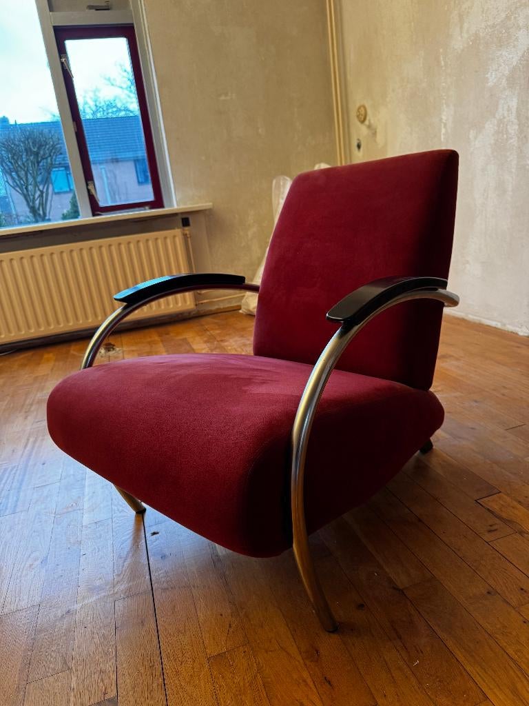Jan des Bouvrie stoelen rood (2x), Huis en Inrichting, Stoelen, Ophalen, Twee, Zo goed als nieuw, Stof