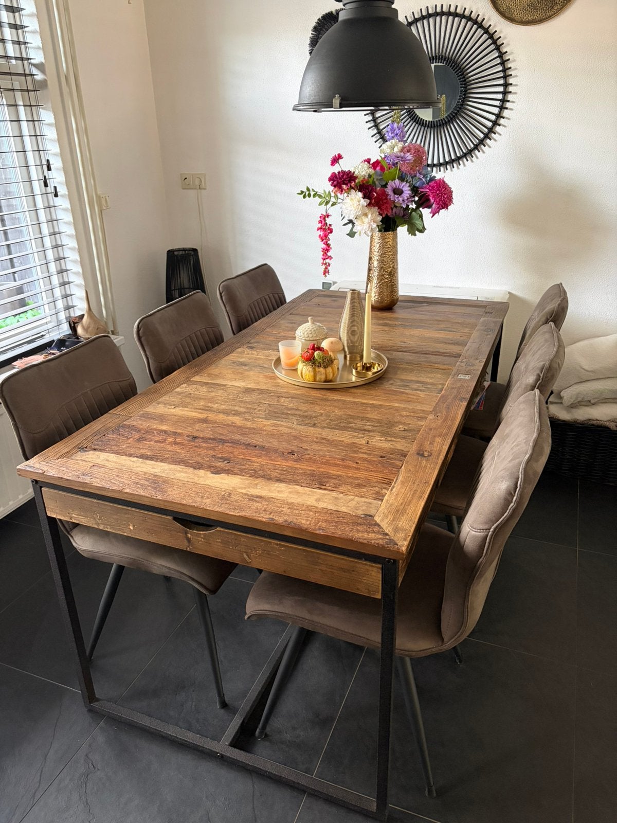 Eettafel met 6 stoelen tafel is van revera maison, 50 – 75, Zo goed als nieuw, 75 tot 100 cm, 150 tot 200 cm