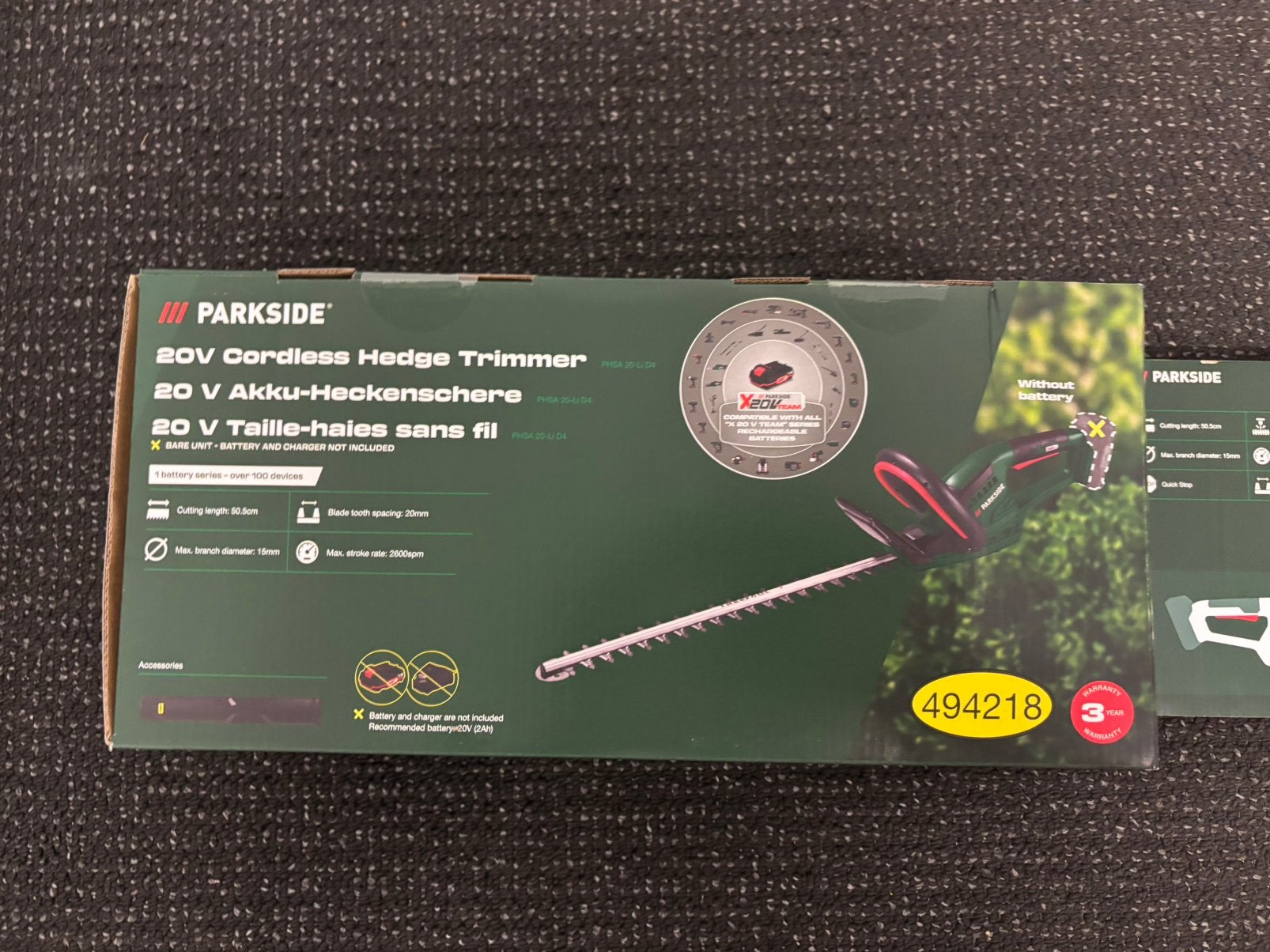 Parkside 20V Accu Heggenschaar - Nieuw in doos, Tuin en Terras, Ophalen, Nieuw, Accu