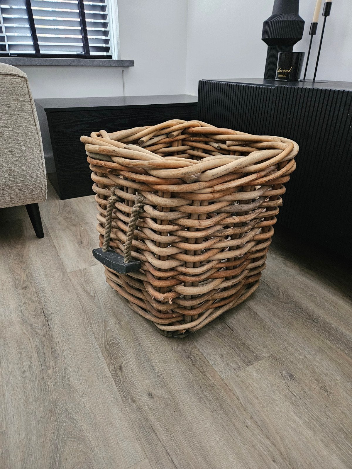 XL Rotan landelijke rieten mand, Ophalen, 50 – 75, Minder dan 50 cm, Minder dan 50 cm