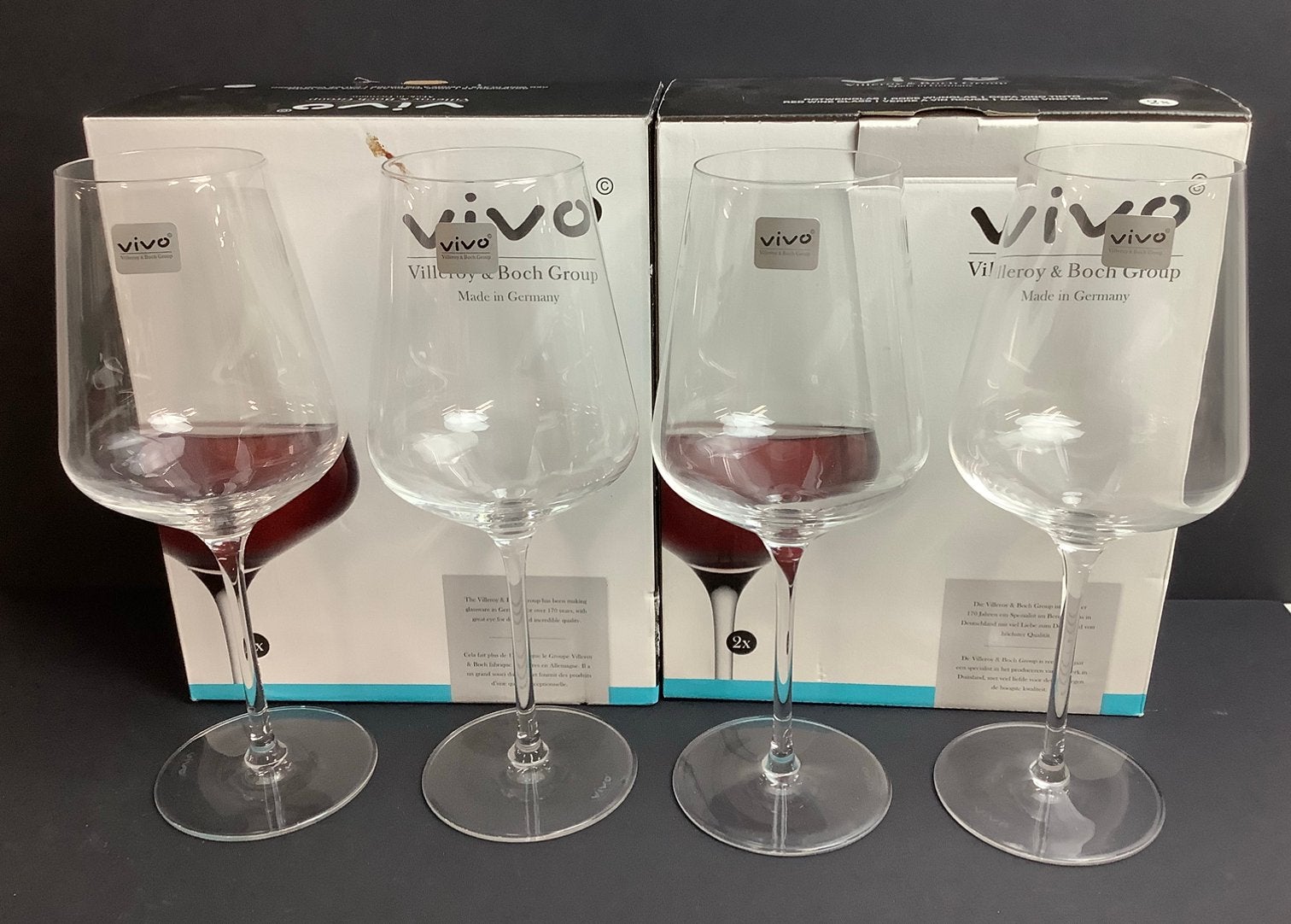 VIVO - VILLEROY & BOCH - 4 rode wijnglazen    (A), Ophalen of Verzenden, Zo goed als nieuw, Overige typen