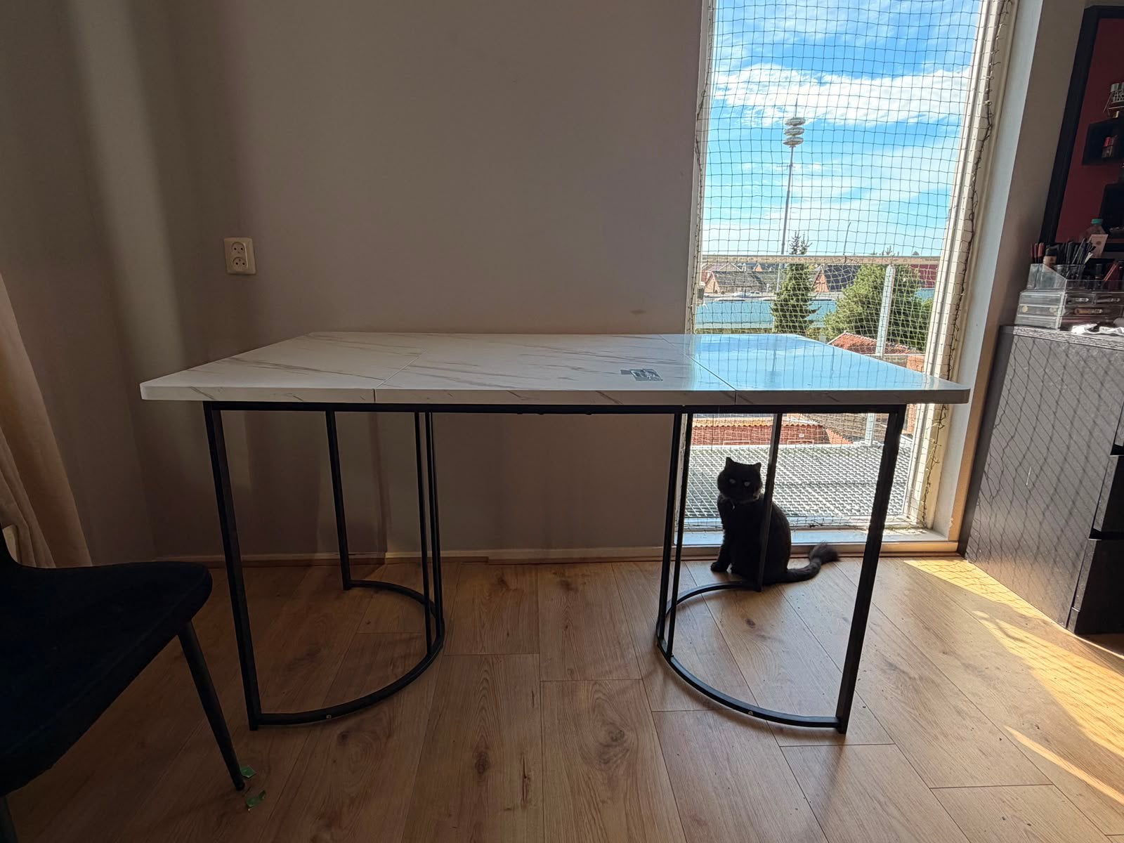 Sweiko Eetkamerset: Tafel + 4 Velvet Stoelen, Huis en Inrichting, Ophalen of Verzenden, Zo goed als nieuw, Rechthoekig, 50 tot 100 cm