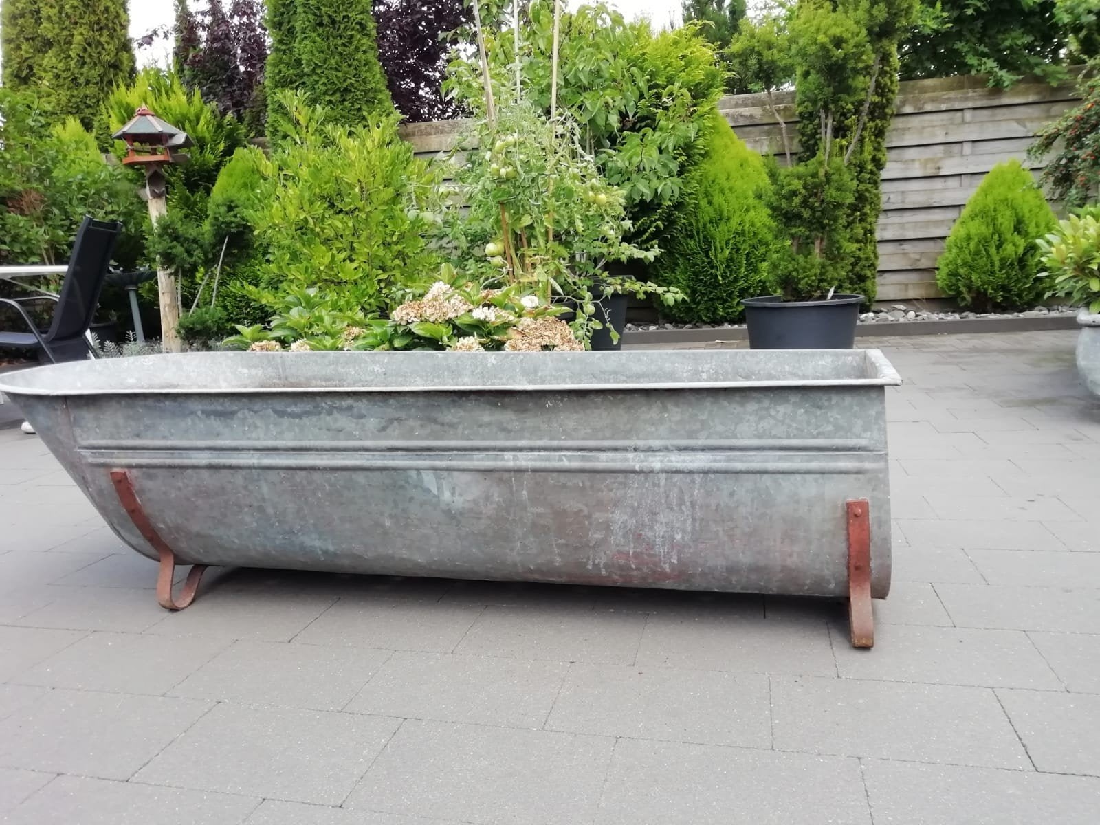 zinken bad, Tuin en Terras, Bloembakken en Plantenbakken, Ophalen, Rond, Metaal