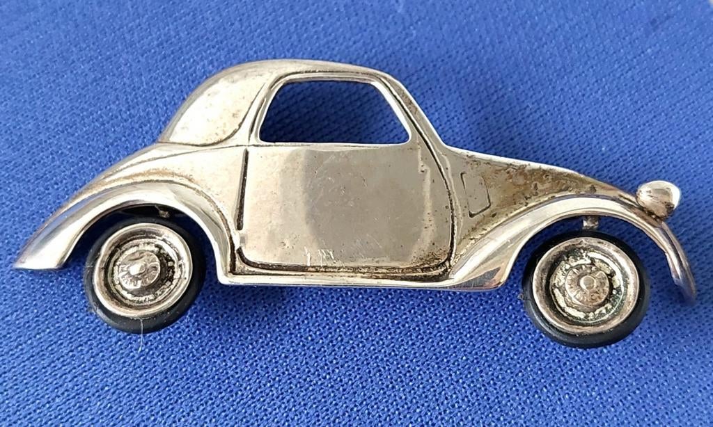 Oude Zilveren Broche Fiat Topolino Oldtimer        , Verzenden, Gebruikt, Auto's