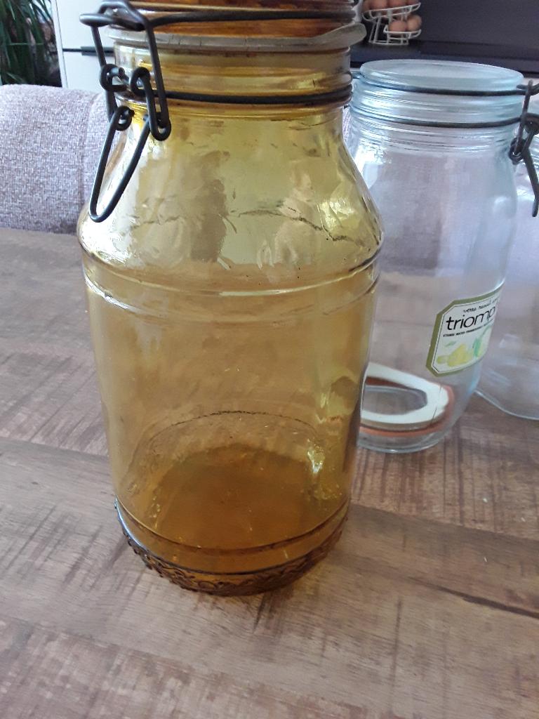 amberkleurige. vintage weckpot. weckpot. weckfles, Ophalen of Verzenden, Overige merken, Glas, Overige typen