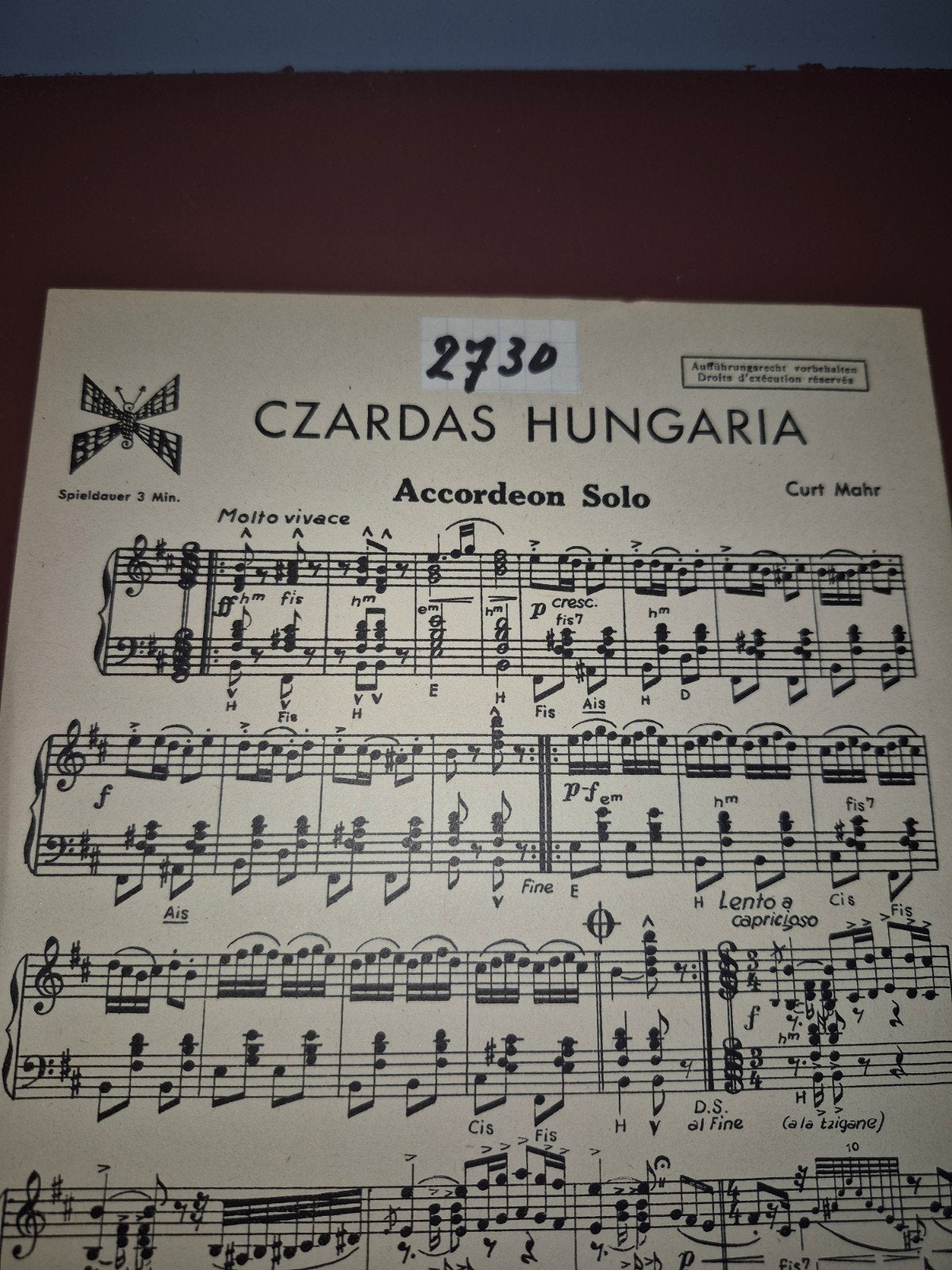 Czardas Hungaria - Accordeon Solo (Curt Mahr), Ophalen of Verzenden