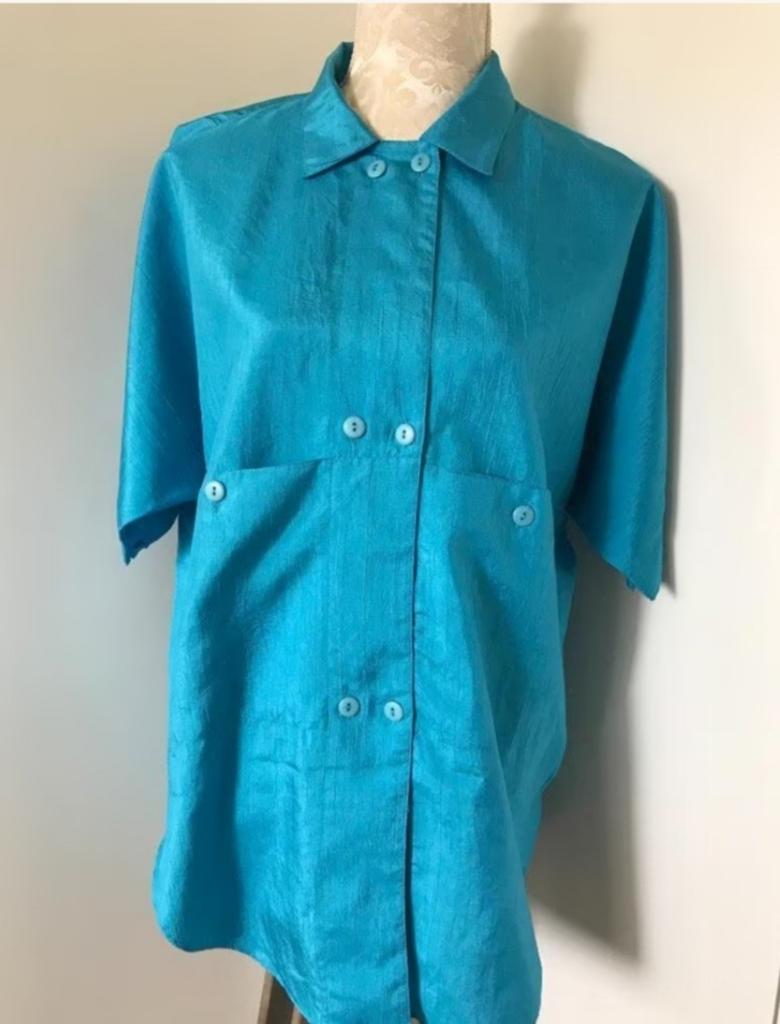 Turquoise Blouse met Korte Mouwen, Kleding | Dames, Blouses en Tunieken, Maat 38/40 (M), Blauw, Christian Sijnen, Ophalen of Verzenden