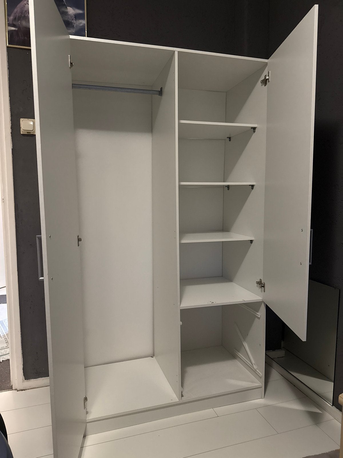 Witte kledingkast met lades - opknapper, Huis en Inrichting, Gebruikt, Verzenden, 50 tot 100 cm, Met lade(s)