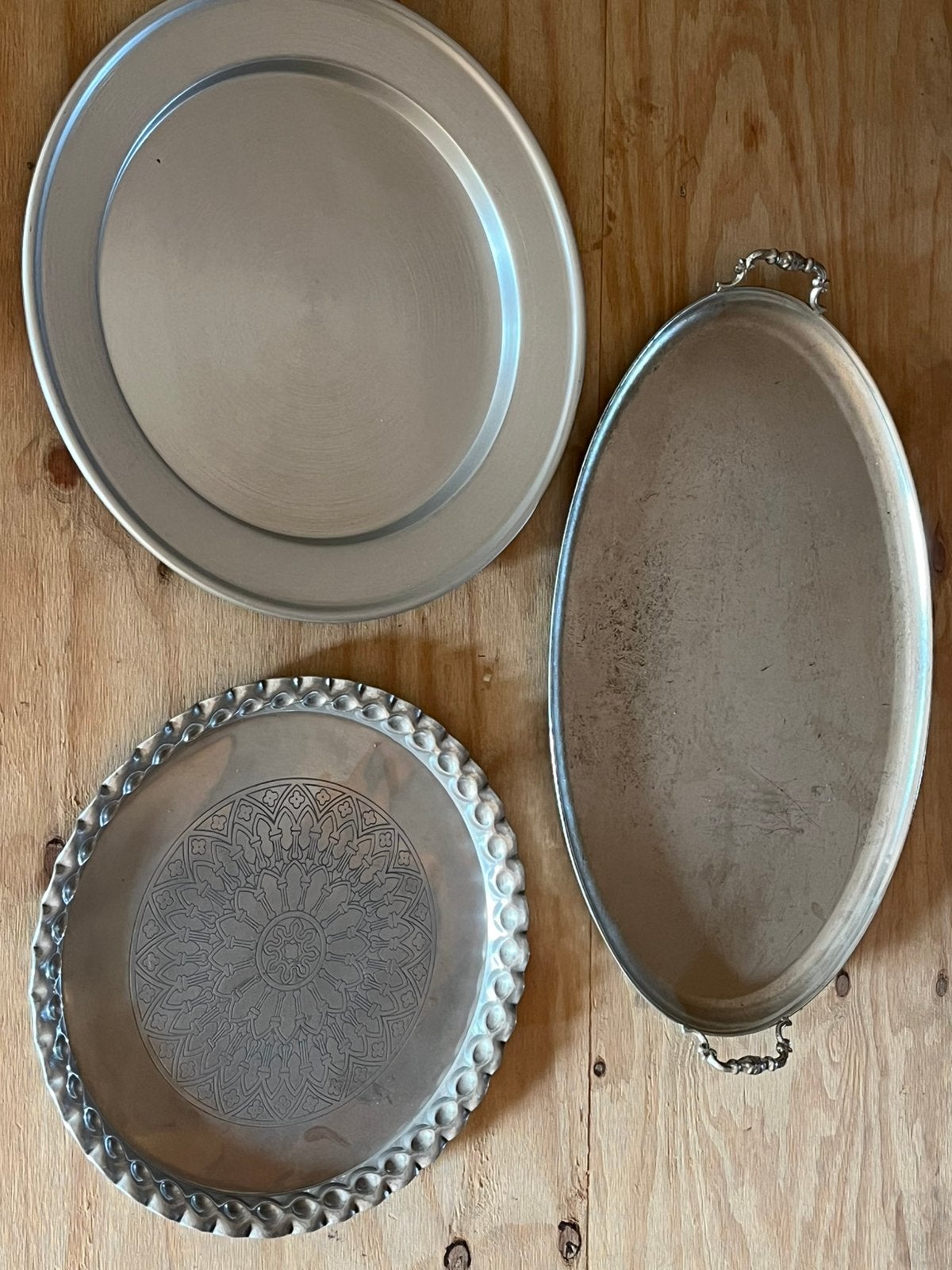 3 grote schalen zilverkleurig, Ophalen, Zo goed als nieuw, Rond, Metaal