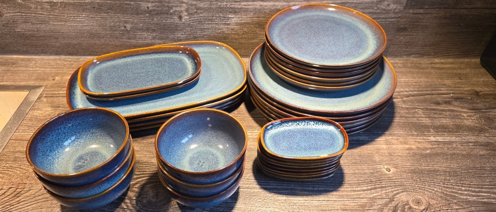 IKEA Servies - 6-delig blauw/bruin, Gebruikt, IKEA, Ophalen of Verzenden, Overige stijlen