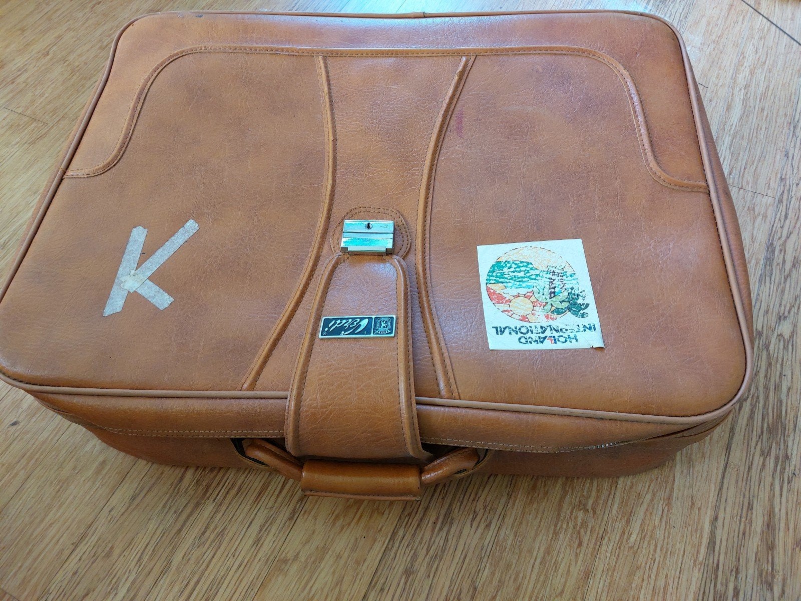 Vintage Leren Koffer - Bruin -Verdi, Sieraden, Tassen en Uiterlijk, Koffers, Gebruikt, Slot, Leer, 35 tot 45 cm