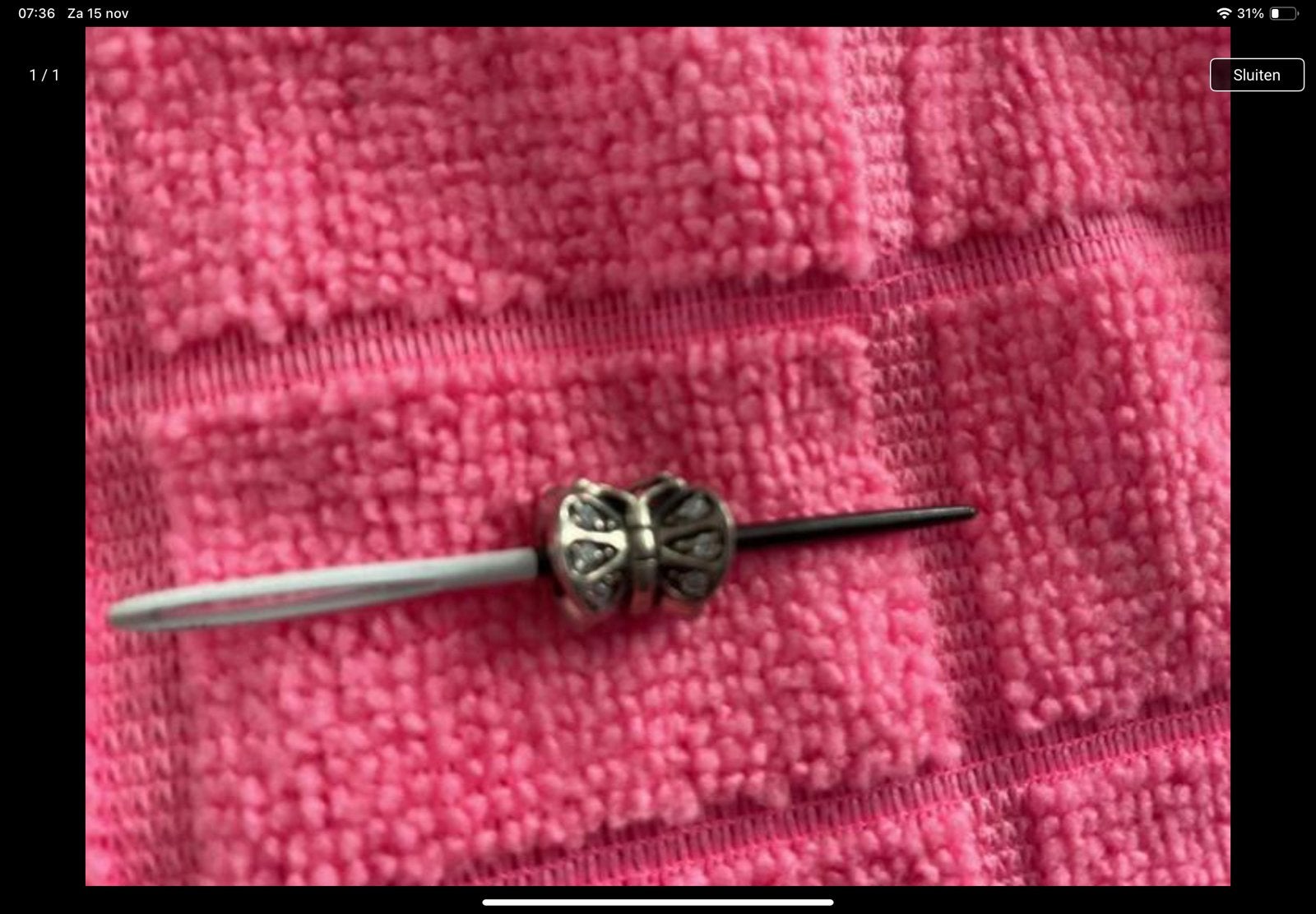 Pandora Bedel Vlinder met Zirkonia, Verzenden, Zo goed als nieuw, Zilver, Pandora