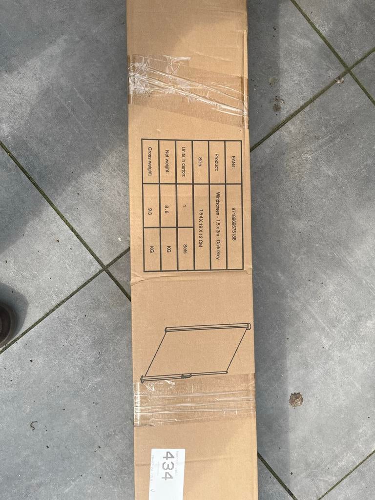 Windscherm 1.5 x 3m - Donkergrijs, Tuin en Terras, Ophalen of Verzenden, Nieuw