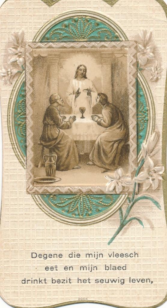 Mooi oud prentje Christus en de emmausgangers, Verzamelen, Ophalen of Verzenden, Zo goed als nieuw, Kaart of Prent, Christendom | Katholiek