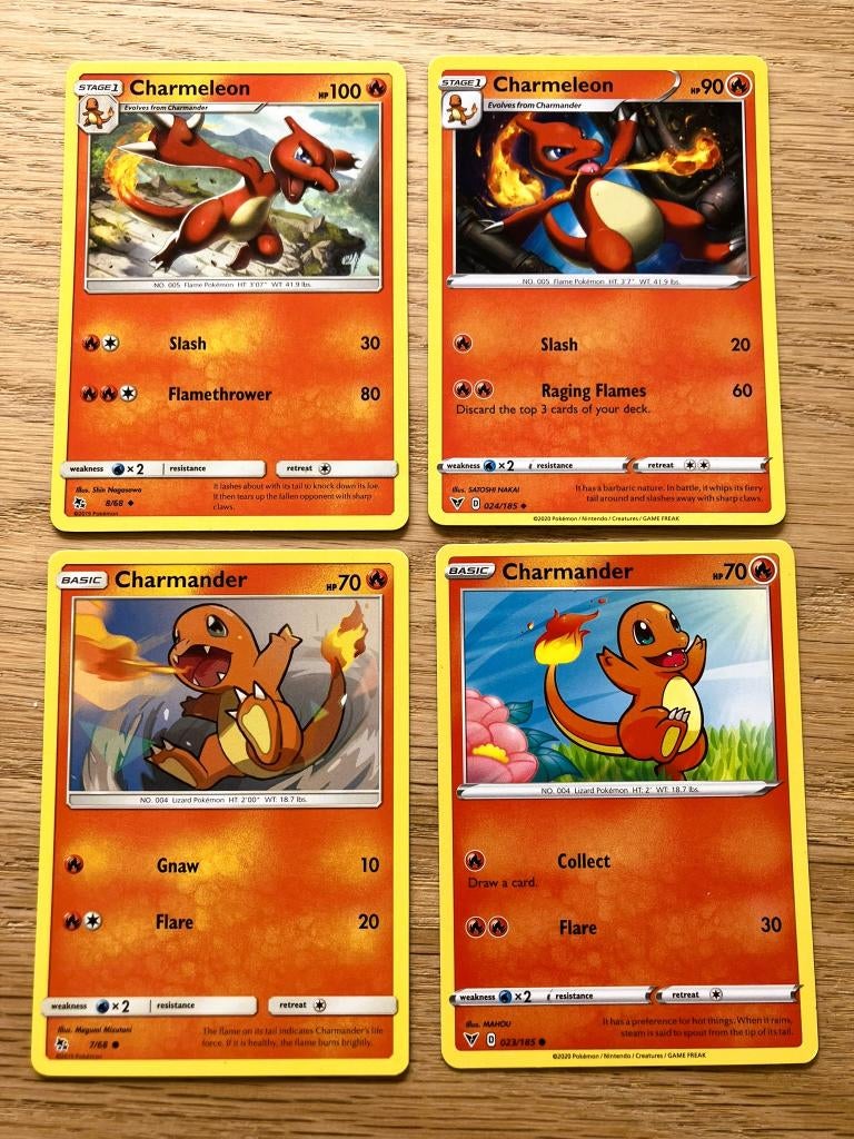 4x Charmander & Charmeleon, Hobby en Vrije tijd, Verzamelkaartspellen | Pokémon, Ophalen of Verzenden, Zo goed als nieuw, Meerdere kaarten