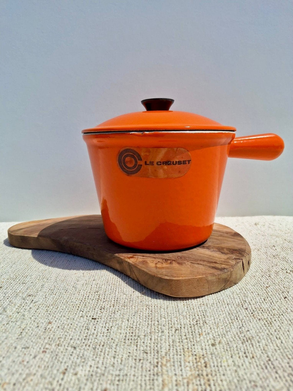 Vintage oranje fonduepan van Le Creuset uit de jaren '70, Le creuset, Gietijzer, Le Creuset, Ophalen of Verzenden