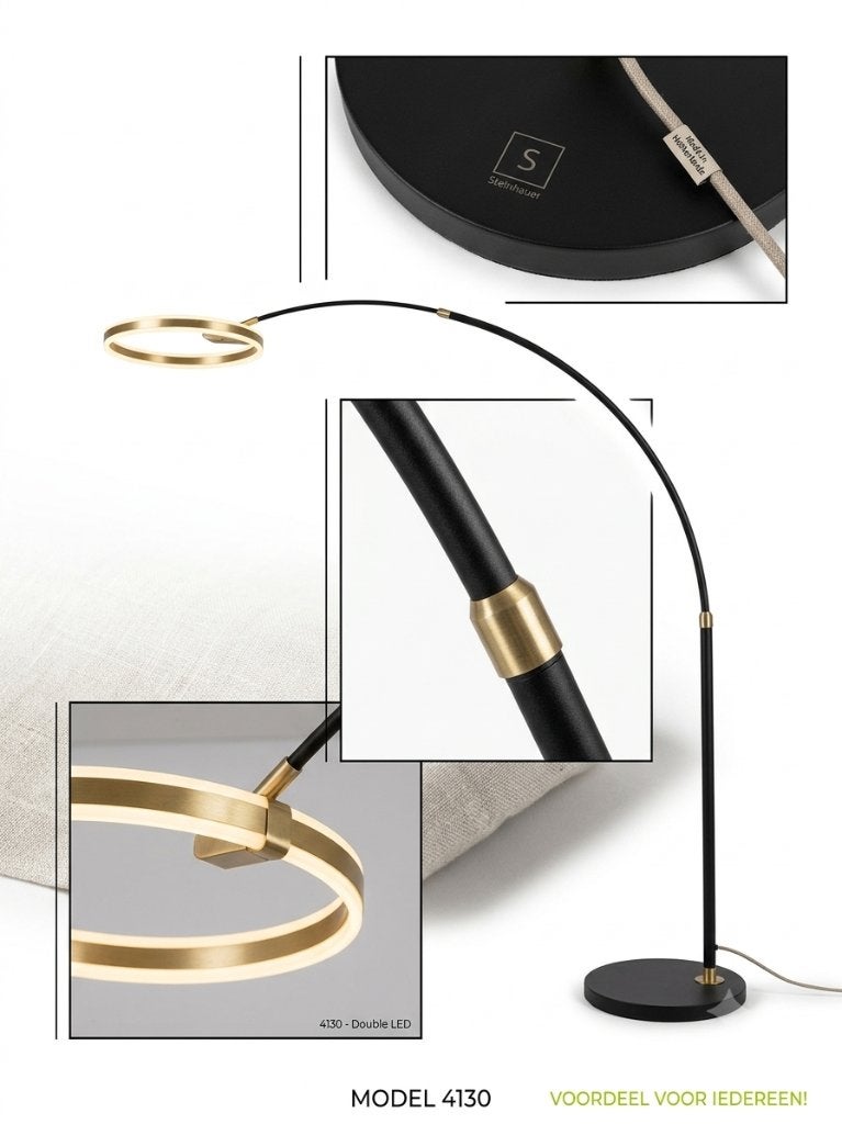Nieuwe Steinhauer Booglamp Ring Design Zwart Luxe Modern, Ophalen of Verzenden, Zo goed als nieuw