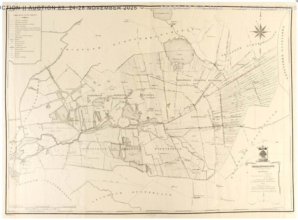 8 antieke landkaarten Drachten & Smallingerland (1840-1848), Antiek en Kunst, Kunst | Etsen en Gravures, Lithografie, 1800 - 1899