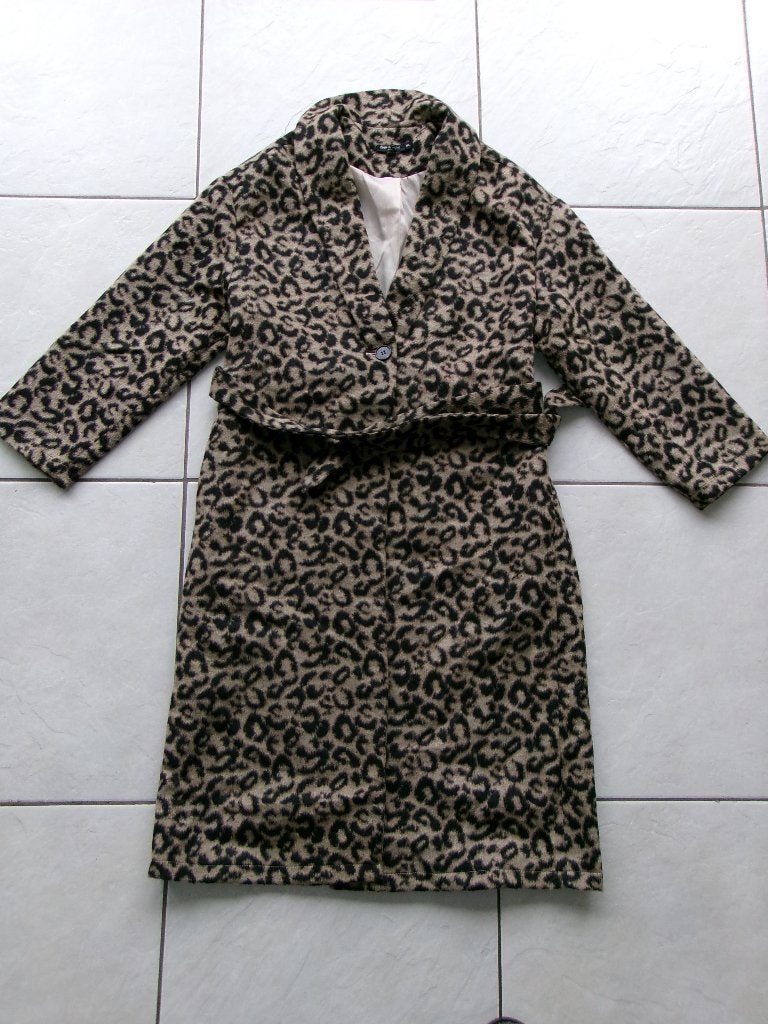 Drole de Copine luipaard print jas, Maat 38/40 (M), Bruin, Ophalen of Verzenden, Zo goed als nieuw