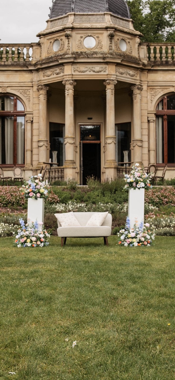 Set van 6 zijden bloemstukken voor bruiloft/backdrop, Huis en Inrichting, Ophalen, Zo goed als nieuw, Meerkleurig, Kunststof